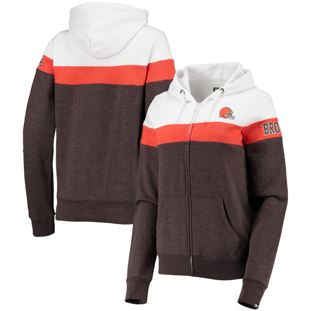 NWT New Era Cleveland Browns Throwback Colorblock Full Zip-Up Hoodie Jacket